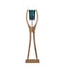 Green Glass Shade Novelty Floor Lamp With Glass & Wood Base
