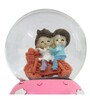 Pink Green Rotating Snow Globe With Music Polyresin & Glass Showpiece