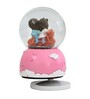 Pink Green Rotating Snow Globe With Music Polyresin & Glass Showpiece