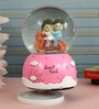 Pink Green Rotating Snow Globe With Music Polyresin & Glass Showpiece