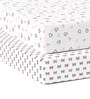 Pink Hearts & Bows 52 x 28 in Organic Cotton Fitted Crib Sheet, Set of 2