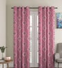 Pink Jacquard Traditional Light Filtering Eyelet 7 Feet Door Curtains (2 Pc)