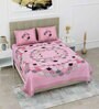 Pink Abstract 120 TC Cotton Queen Sized Bedsheet with 2 Pillow Cover