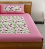 Pink Floral 120 TC Cotton Queen Sized Bedsheet with 2 Pillow Cover