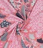 Pink Abstract 120 TC Cotton Queen Sized Bedsheet with 2 Pillow Cover