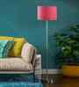 Pink Jute Drum Shade Steel Floor Lamp Steel Base