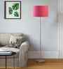 Pink Jute Drum Shade Steel Floor Lamp Steel Base