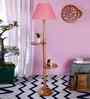 Pink Jute Conical Wooden Floor Lamp