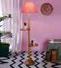 Pink Jute Conical Wooden Floor Lamp