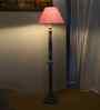 Pink Jute Conical Wooden Floor Lamp