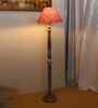 Pink Jute Conical Wooden Floor Lamp