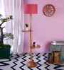 Pink Jute Drum Wooden Floor Lamp