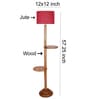 Pink Jute Drum Wooden Floor Lamp