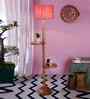 Pink Jute Drum Wooden Floor Lamp