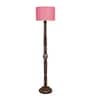 Pink Jute Drum Wooden Floor Lamp