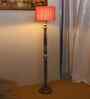 Pink Jute Drum Wooden Floor Lamp