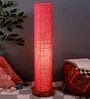Pink Jute Parchment Shade Column Floor Lamp With Wood Base