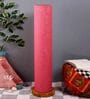 Pink Jute Parchment Shade Column Floor Lamp With Wood Base