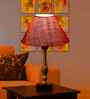 Pink Jute Table Lamp With  Metal & Wood  Base 10X15 Inches