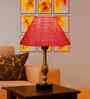 Pink Jute Table Lamp With  Metal & Wood  Base 10X15 Inches