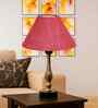 Pink Jute Table Lamp With  Metal & Wood  Base 10X15 Inches