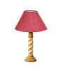 Pink Jute Table Lamp With  Wood  Base 10X19 Inches