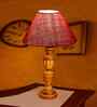 Pink Jute Table Lamp With  Wood  Base 10X19 Inches