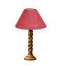 Pink Jute Table Lamp With  Wood  Base 10X19 Inches