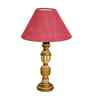 Pink Jute Table Lamp With  Wood  Base 10X19 Inches