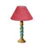 Pink Jute Table Lamp With  Wood  Base 10X19 Inches