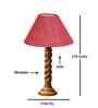 Pink Jute Table Lamp With  Wood  Base 10X19 Inches