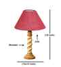 Pink Jute Table Lamp With  Wood  Base 10X19 Inches