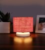 Pink Jute table lamp with White wood base8