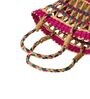 Pink Kauna Grass  Hand Weaved Hand Held Basket