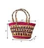 Pink Kauna Grass  Hand Weaved Hand Held Basket