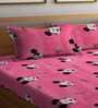 Pink Kids 144 TC Poly Cotton Double Bedsheet With 2 Pillow Cover