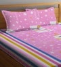 Pink Characters 300 TC Cotton Double Size Bedsheet With 2 Pillow Covers