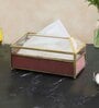 Pink Leather Glass Tissue Holder