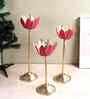 Pink Lotus Candle Holder Set of 3