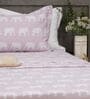 Pink Mandala Elephant Print 210 TC 100% Cotton Superking Bedsheet with 2 Pillow Covers