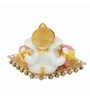 Pink Metal Lord Ganesha Idol on Decorative Plate with Tea Light Holder