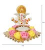 Pink Metal Lord Ganesha Idol on Decorative Plate with Tea Light Holder