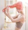 Peach Microfiber Solid 380 GSM Hair Wrap Towel (1 Pc)
