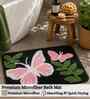 Pink Butterfly Microfibre 24X16 Inches Anti-Skid Bath Mat