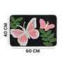 Pink Butterfly Microfibre 24X16 Inches Anti-Skid Bath Mat