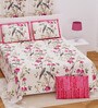 Pink Floral 210 TC Cotton King Sized Bed Sheets with 2 Pillow Covers