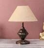 Pink Natural Fiber Shade Table Lamp With Copper Base