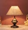 Pink Natural Fiber Shade Table Lamp With Copper Base