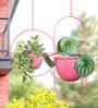 Set Of 2 Pink Hanging Metal Plant Stand