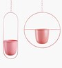 Set Of 2 Pink Hanging Metal Plant Stand